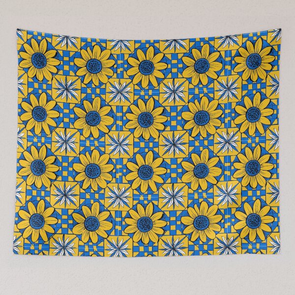 Item preview, Yellow and Blue Flower Quadrille Design designed and sold by RichardRags.