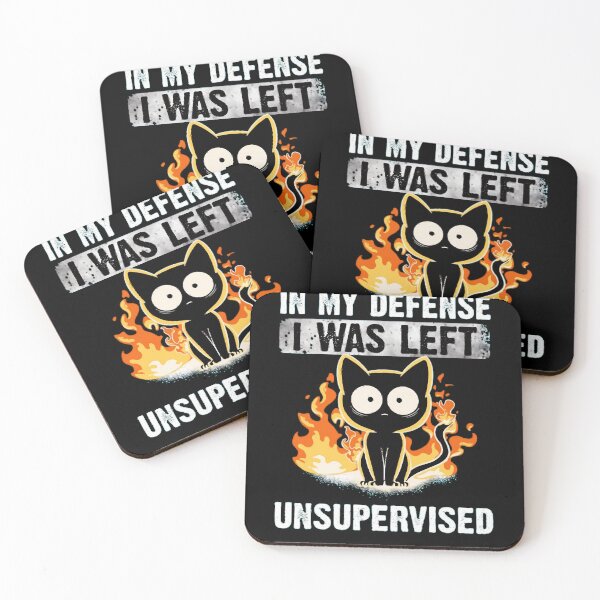 Item preview, Funny Unsupervised Black Cat Fire Flames Joke designed and sold by EleonoreTrant9.