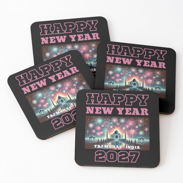 Item preview, Happy New Year 2027 - Taj Mahal - Pink Edition designed and sold by Manic Merch Designs.