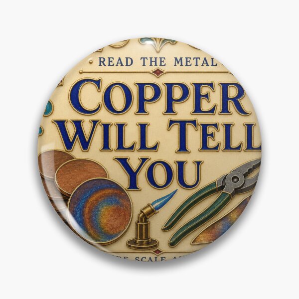 Artikelvorschau, Copper Will Tell You Kupfer Emaille Glühspan Metallgestalter Druck entworfen und verkauft von BoosterShop.