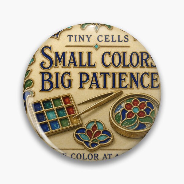 Item preview, Small Colors Big Patience Enameling Gift Tiny Cells Brooch Print designed and sold by BoosterShop.
