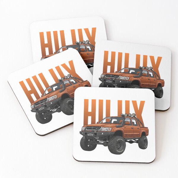 Item preview, Toyota Hilux Camioneta Todoterreno 4x4 Ilustración Pick-Up Naranja Elevada Overland designed and sold by Motorline44.