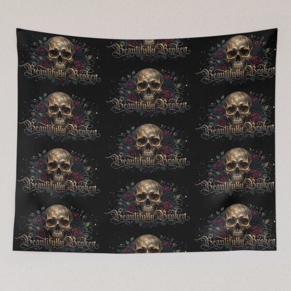 Item preview, Beautifully Broken - Kintsugi Skull & Black Roses Gothic Dark Romance Art designed and sold by Kvllo Collective Co..
