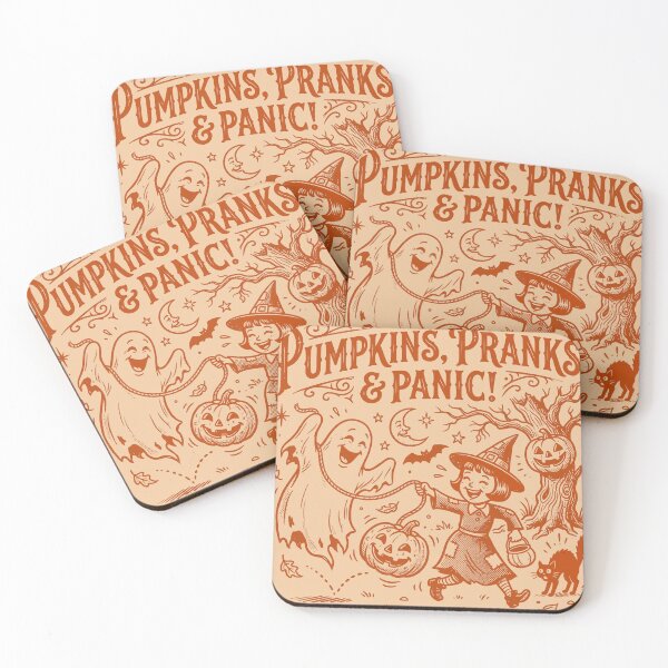 Item preview, Pumpkins Pranks and Panic, Retro Halloween, Vintage Halloween, Spooky Season, Funny Halloween Gift designed and sold by luckysolo.