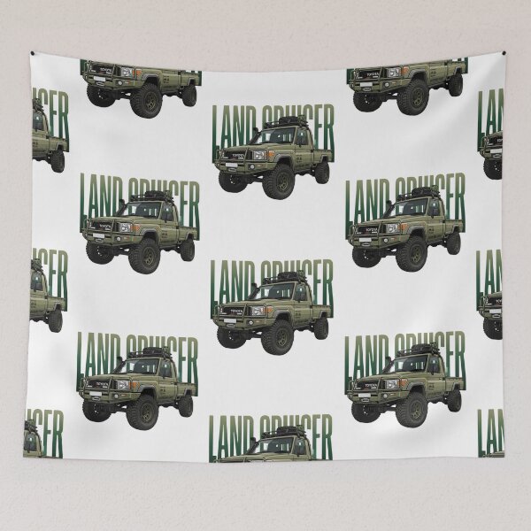 Item preview, Toyota Land Cruiser 70 Series Overland 4x4 Olive Green Pickup Truck Art designed and sold by Motorline44.