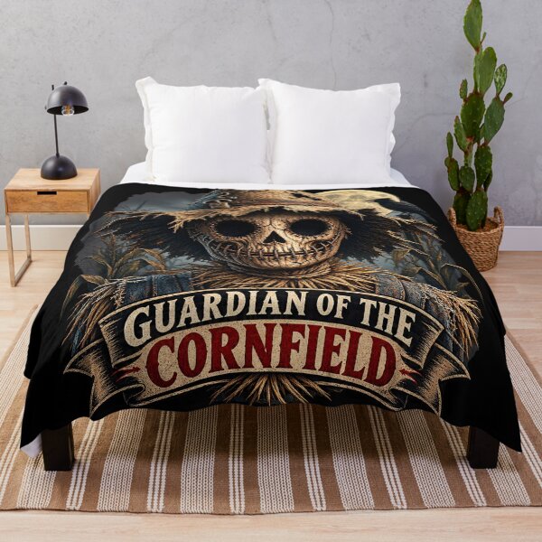 Artikelvorschau, Guardian of the Cornfield - Gruselige Vogelscheuche Halloween Totenkopf entworfen und verkauft von thirtyonestars.