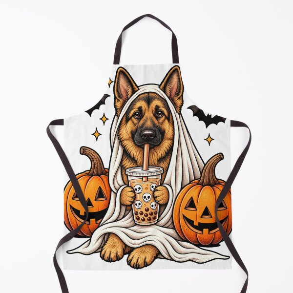Artikelvorschau, Cute German Shepherd Ghost Boba Tea Halloween entworfen und verkauft von Pawholic Dog Designs.