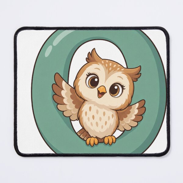 Artikelvorschau, Cute Owl with Letter O Animal Initial entworfen und verkauft von skyartdesign.
