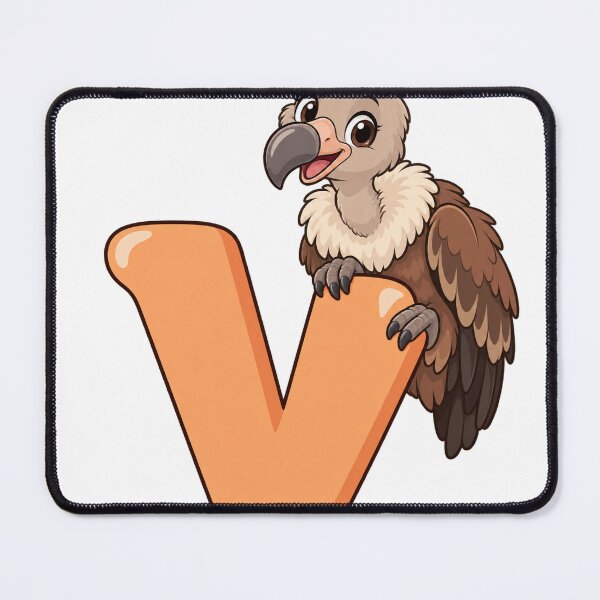Artikelvorschau, Cute Vulture with Letter V Animal Initial entworfen und verkauft von skyartdesign.