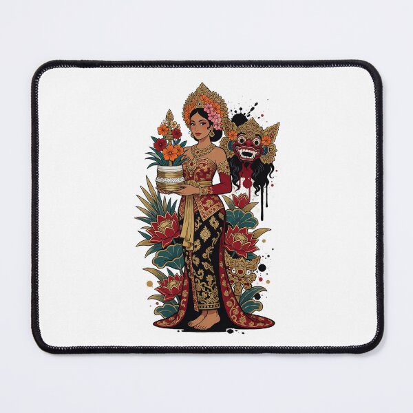 Item preview, Balinese Songket Lady Red Lotus Mask Ink Splash Art designed and sold by cannsuh.