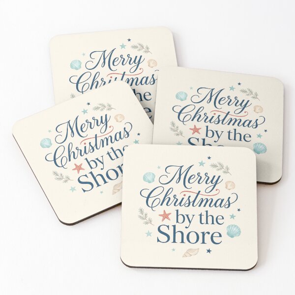 Item preview, Merry Christmas by the Shore – Coastal Christmas Typography Beach Holiday Design designed and sold by Sea Gem.
