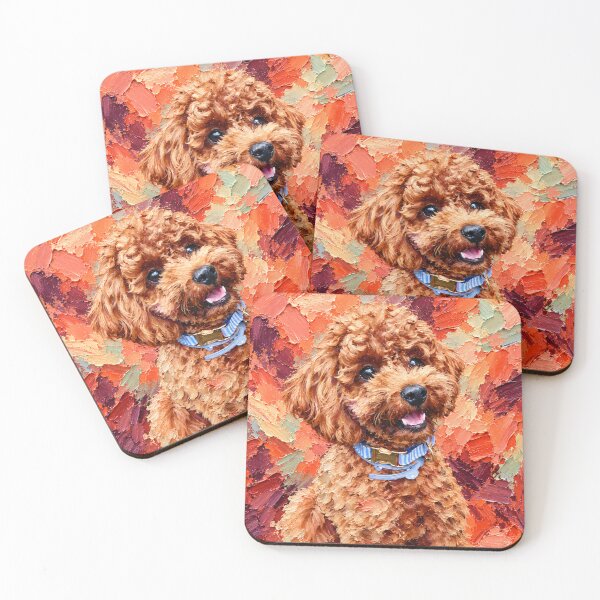 Item preview, Happy Apricot Poodle – Coral Impasto Style Portrait designed and sold by shrolts.