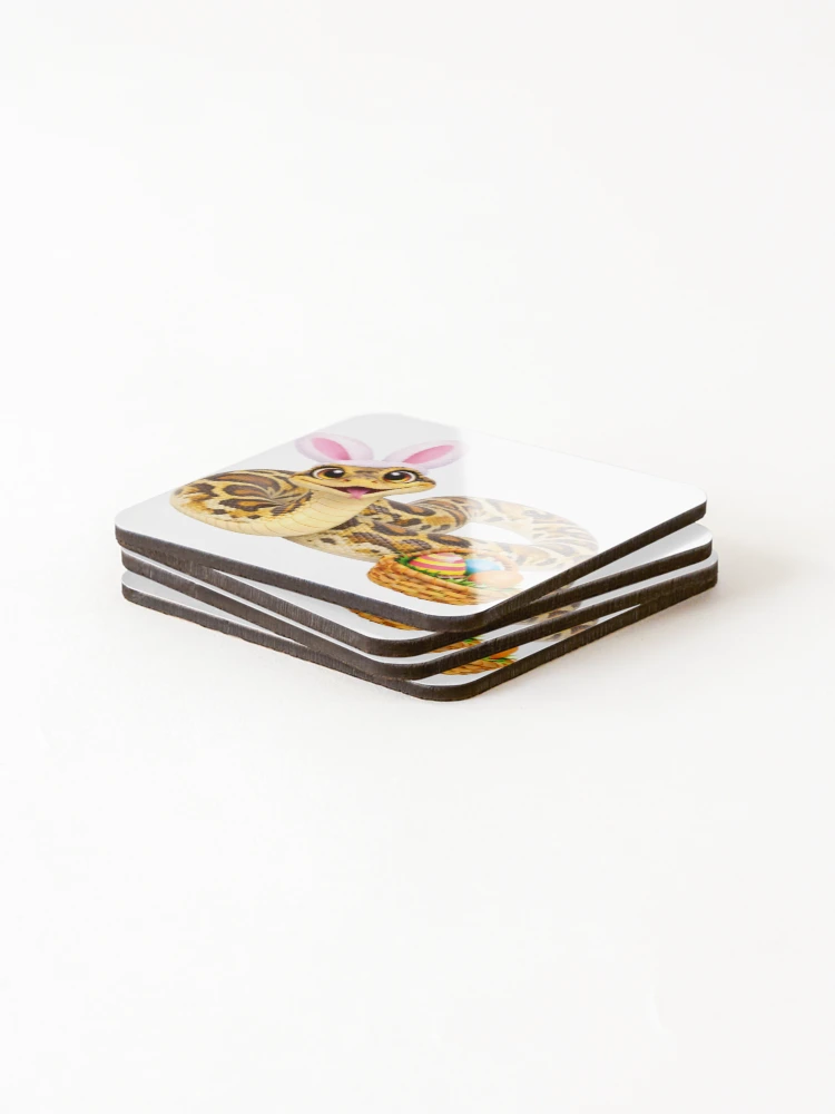 Thumbnail 4 of 5, Coasters (Set of 4), Sweet Reticulated Python Easter designed and sold by Sillytoe.