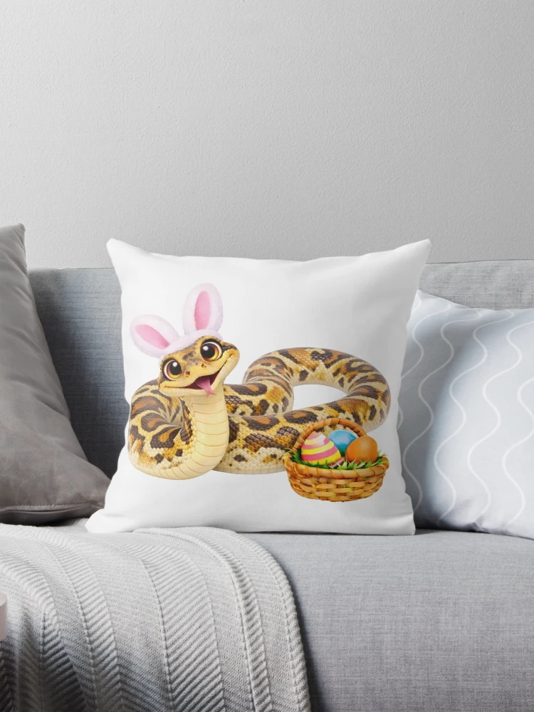 Thumbnail 1 of 4, Pillow, Sweet Reticulated Python Easter designed and sold by Sillytoe.