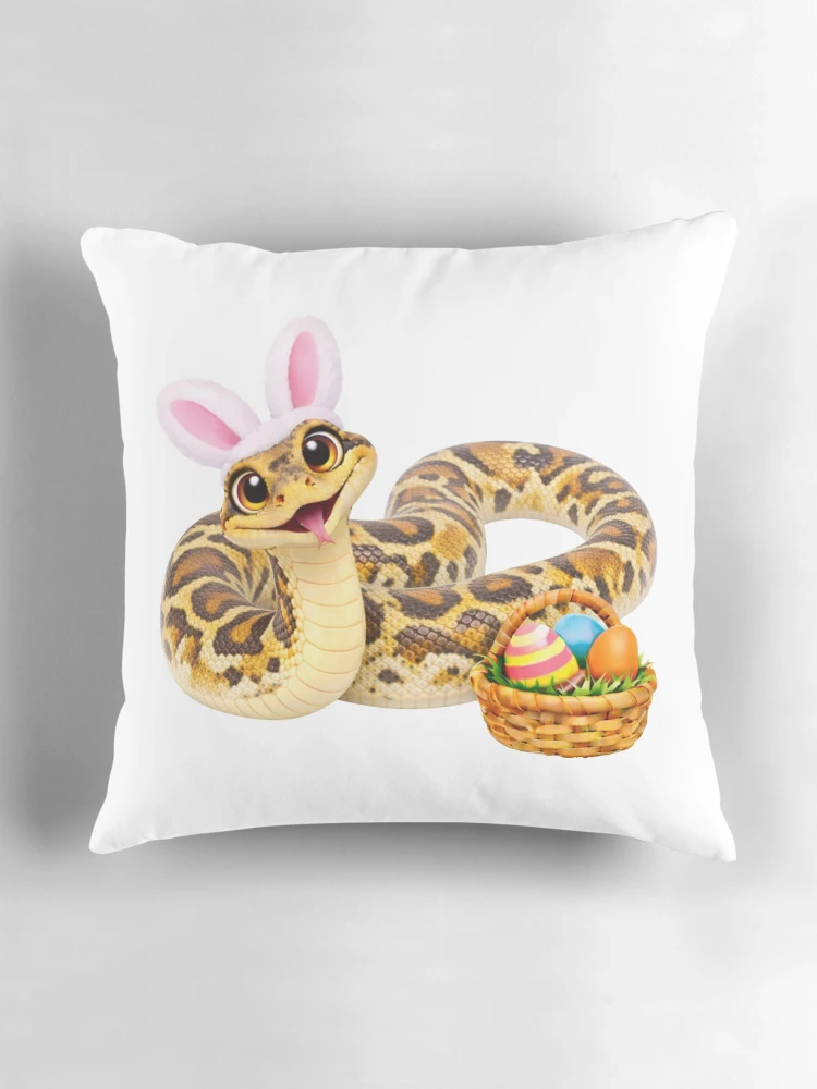 Thumbnail 3 of 4, Pillow, Sweet Reticulated Python Easter designed and sold by Sillytoe.