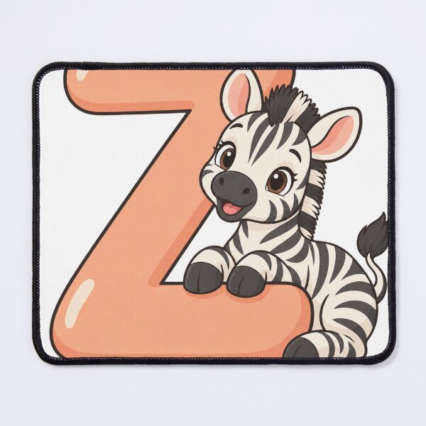Artikelvorschau, Cute Zebra with Letter Z Animal Initial entworfen und verkauft von skyartdesign.