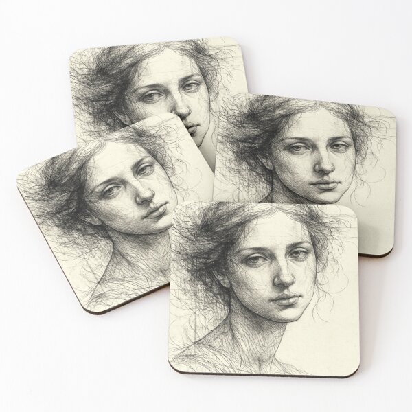 Item preview, Unbound Beauty - Monochrome Abstract Portrait Sketch designed and sold by nhk999.