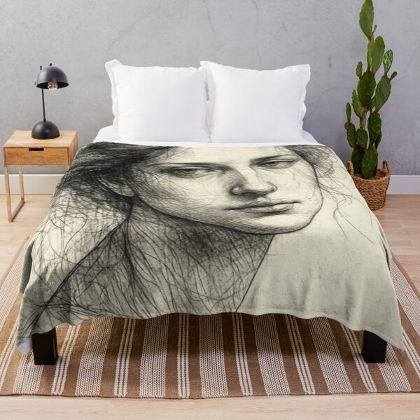Item preview, Unbound Beauty - Monochrome Abstract Portrait Sketch designed and sold by nhk999.