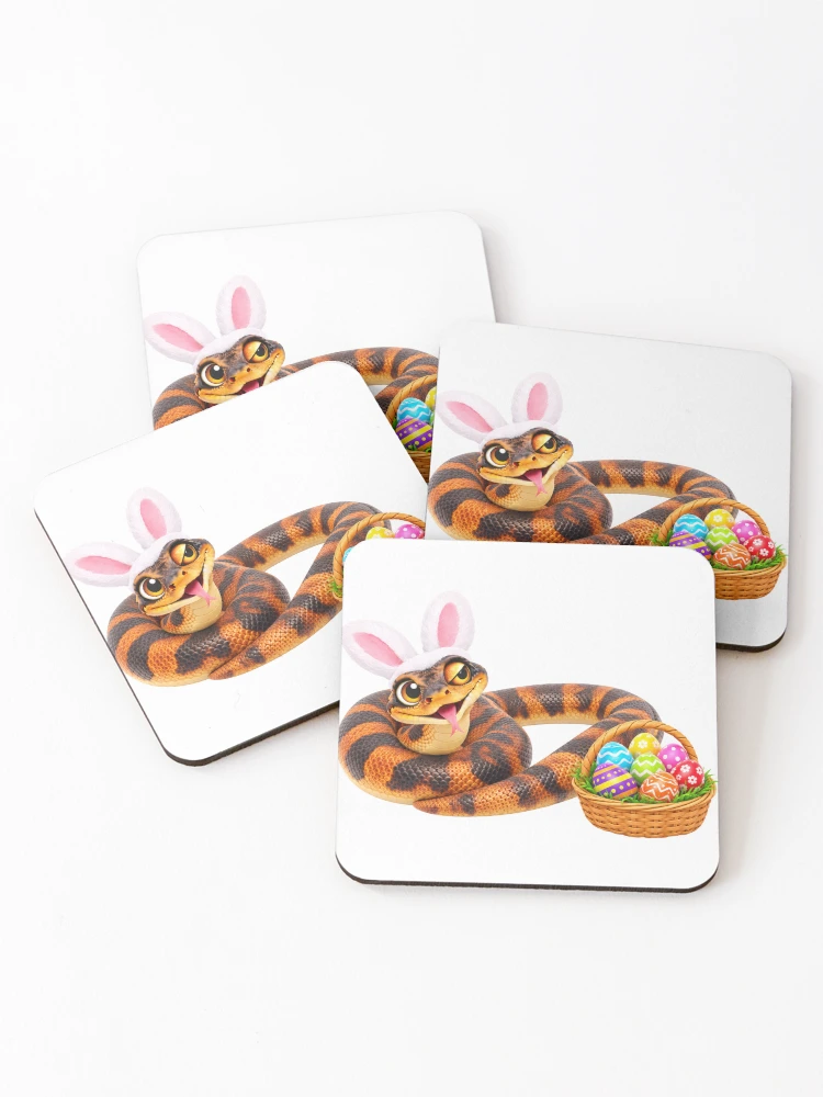 Thumbnail 1 of 5, Coasters (Set of 4), Bright Ringed Python Easter designed and sold by Sillytoe.