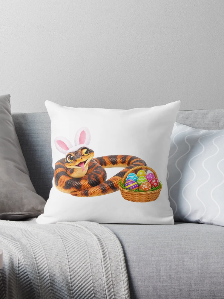 Thumbnail 1 of 4, Pillow, Bright Ringed Python Easter designed and sold by Sillytoe.