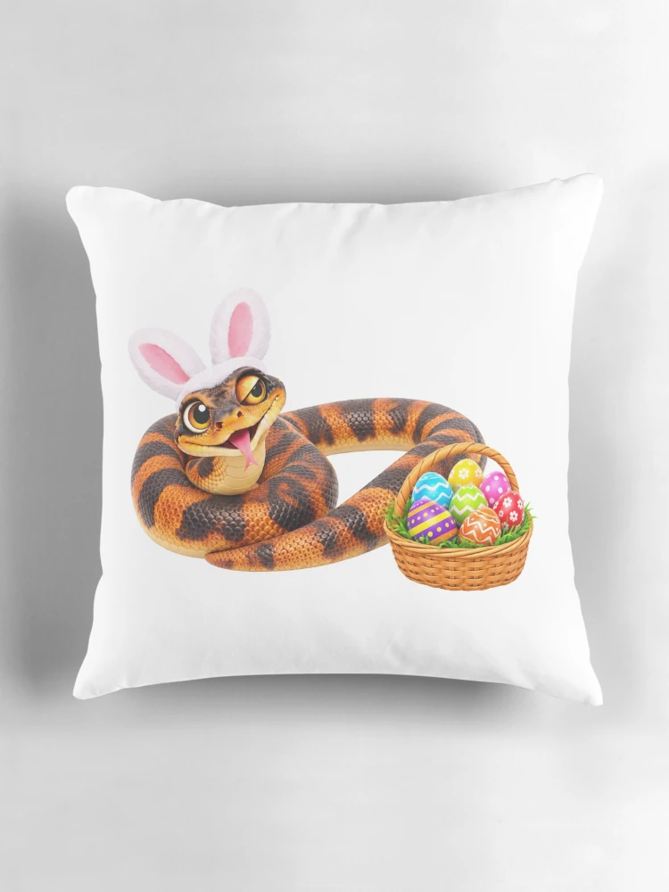 Thumbnail 3 of 4, Pillow, Bright Ringed Python Easter designed and sold by Sillytoe.