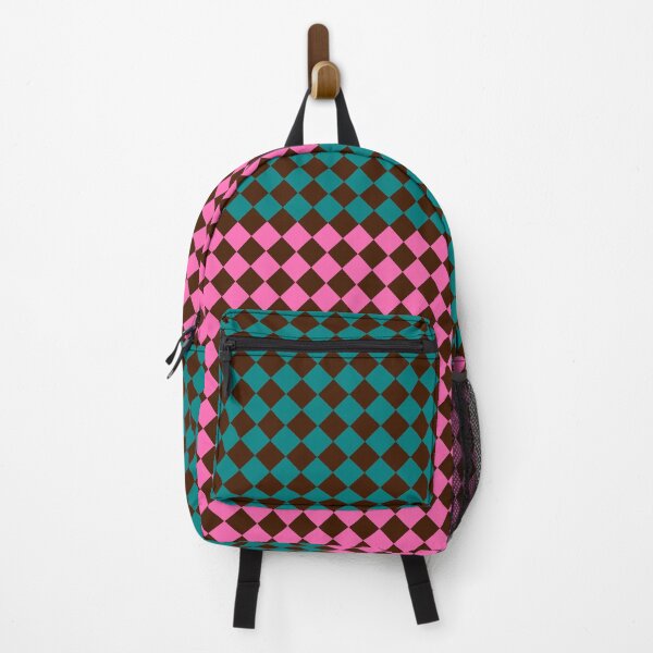 Item preview, Checkered Diamond Pattern Pink Teal Brown designed and sold by ArtbyDebbieC.
