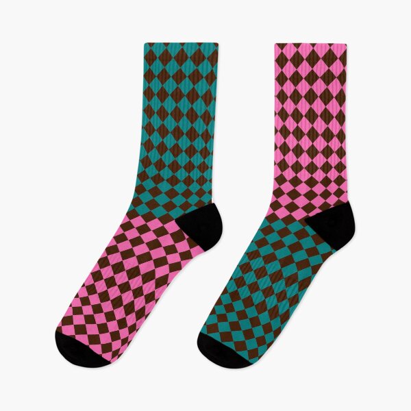 Item preview, Checkered Diamond Pattern Pink Teal Brown  designed and sold by ArtbyDebbieC.