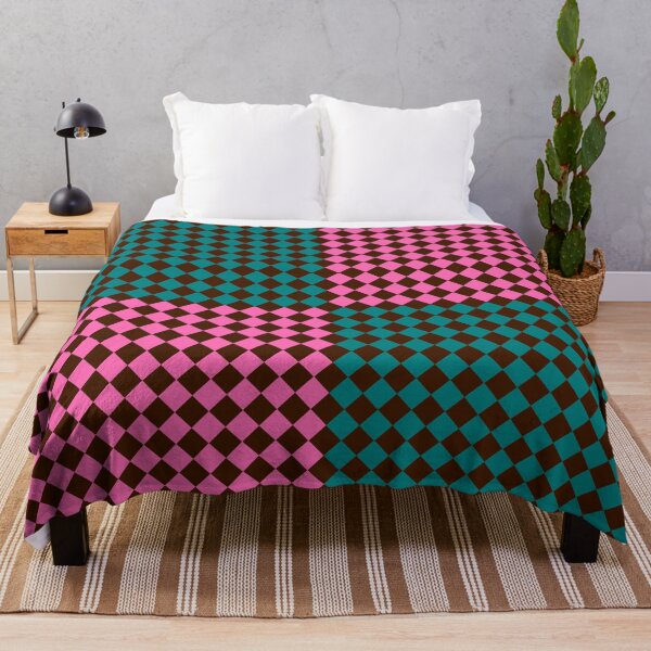 Item preview, Checkered Diamond Pattern Pink Teal Brown designed and sold by ArtbyDebbieC.