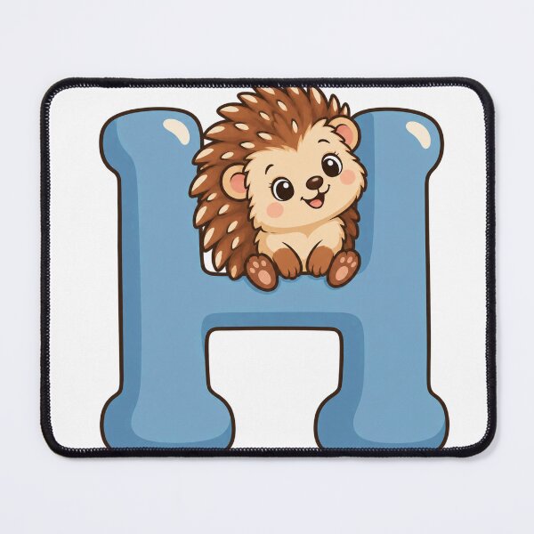 Artikelvorschau, Cute Hedgehog with Letter H Animal Initial entworfen und verkauft von skyartdesign.