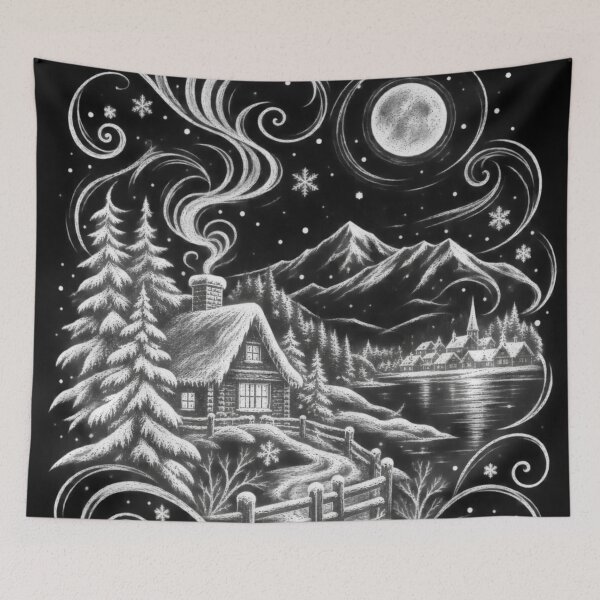 Item preview, Swirling Snowy Village Illustration designed and sold by optimusprime39.