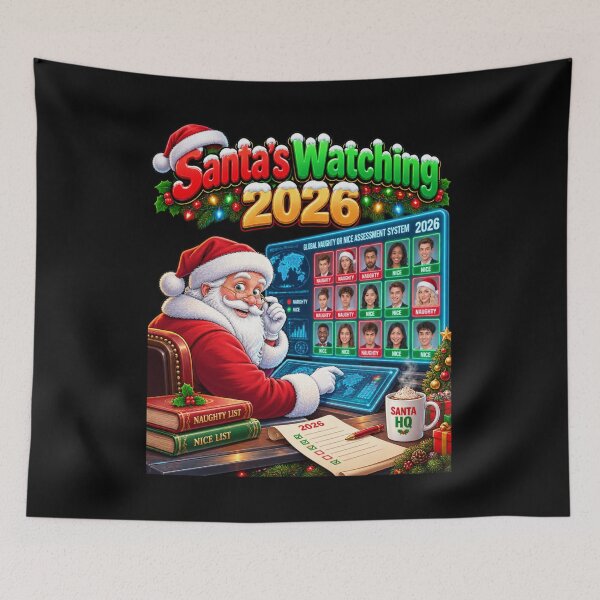 Item preview, Santa’s Watching 2026 – Naughty or Nice Christmas Surveillance designed and sold by signshirtz.