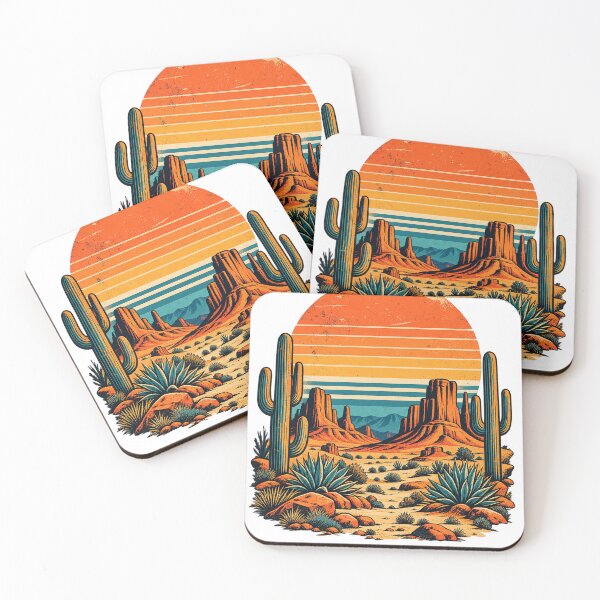 Item preview, Retro Desert Sunset with Saguaro Cacti and Mesas designed and sold by MNAThreads.