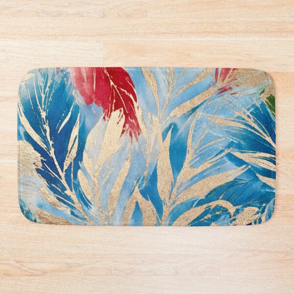 Item preview, Batik Eclectic Indigo Abstract Mid-Century Boho Leaves designed and sold by scicilysimonee.