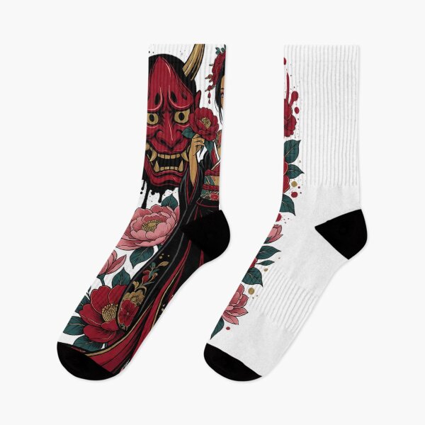 Artikelvorschau, Hannya Maske Schwarzer Kimono Kamelie Pfingstrose Kunst entworfen und verkauft von cannsuh.
