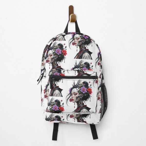 Item preview, Cyberpunk Geisha Mecha Android Skull Floral Japanese Streetwear Art designed and sold by HexOne.