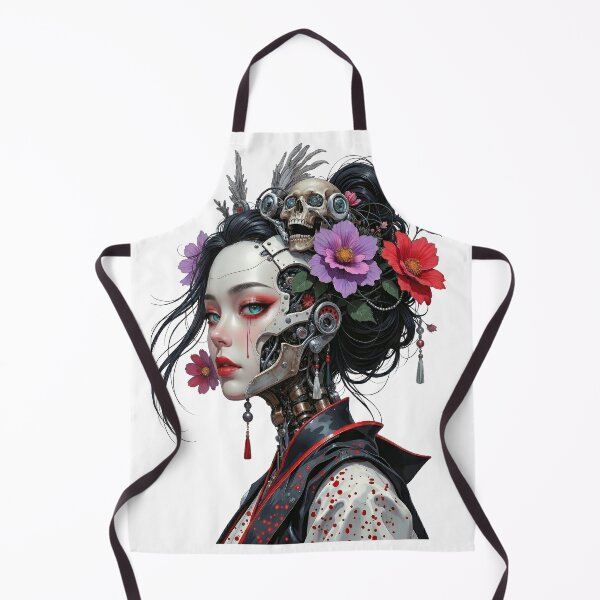 Item preview, Cyberpunk Geisha Mecha Android Skull Floral Japanese Streetwear Art designed and sold by HexOne.