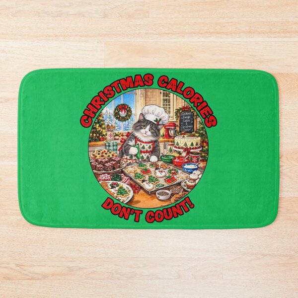 Item preview, Funny Cat Decorates Cookies - Christmas Calories Don’t Count! designed and sold by Lion and Lamb Design.