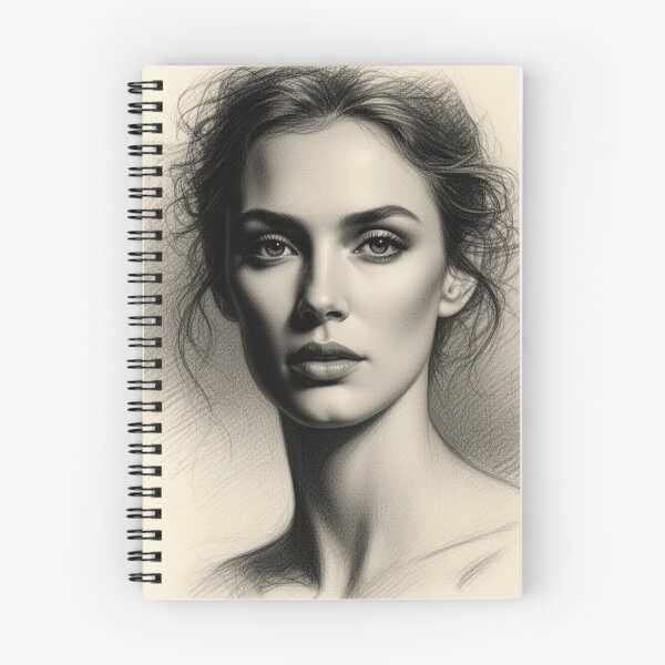 Item preview, Poised Elegance - Realistic Monochrome Portrait Drawing designed and sold by nhk999.