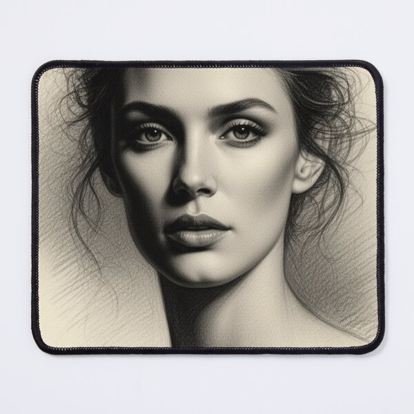 Item preview, Poised Elegance - Realistic Monochrome Portrait Drawing designed and sold by nhk999.