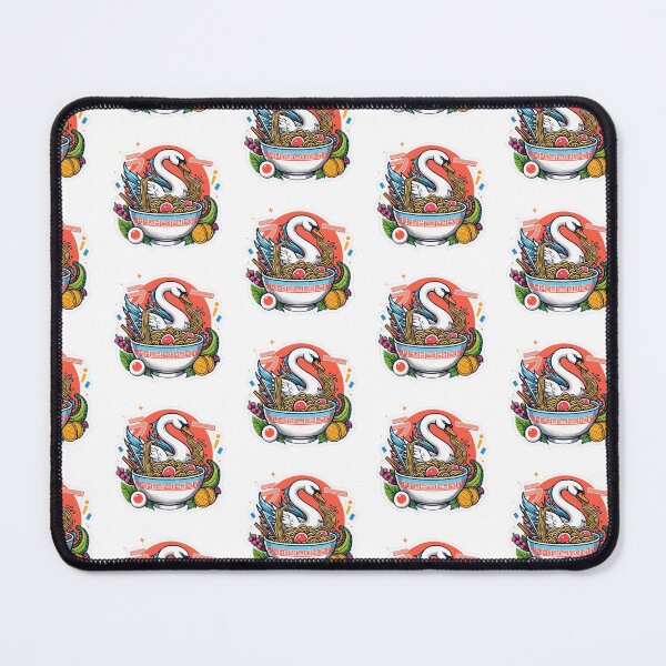 Item preview, Swan Ramen Japanese Retro Kaiju Style Cute Animal Noodle Bowl Illustration Sticker designed and sold by ORI-ginal Weirdos: The Weirdly Wonderful Crew.