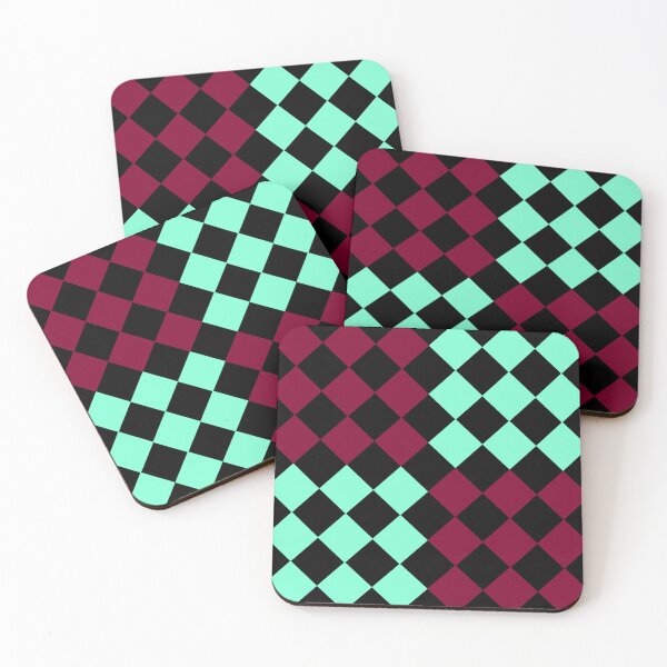 Item preview, Checkered Diamond Pattern Aquamarine Burgundy Black designed and sold by ArtbyDebbieC.