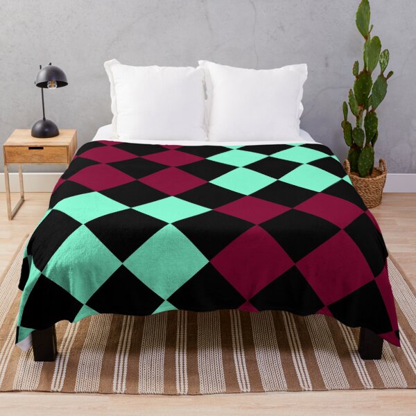 Item preview, Checkered Diamond Pattern Aquamarine Burgundy Black designed and sold by ArtbyDebbieC.