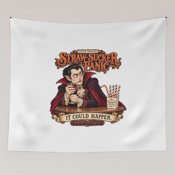 Item preview, THE IRRATIONAL FRIGHTS COLLECTION - VAMPIRE PROBLEMS - STRAW-SUCKER PANIC designed and sold by WheelieGdArt.