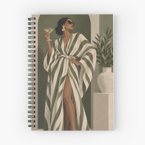 Item preview, Riviera Grandeur Chic Woman in Striped Caftan designed and sold by salt n sass designs.