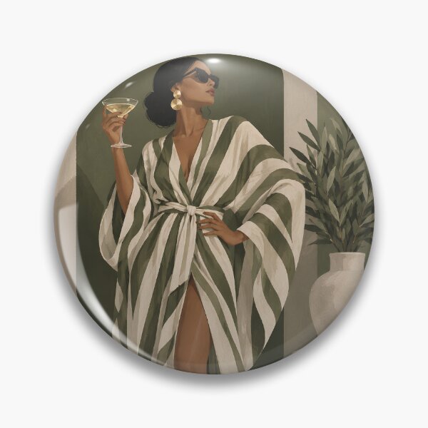 Item preview, Riviera Grandeur Chic Woman in Striped Caftan designed and sold by salt n sass designs.