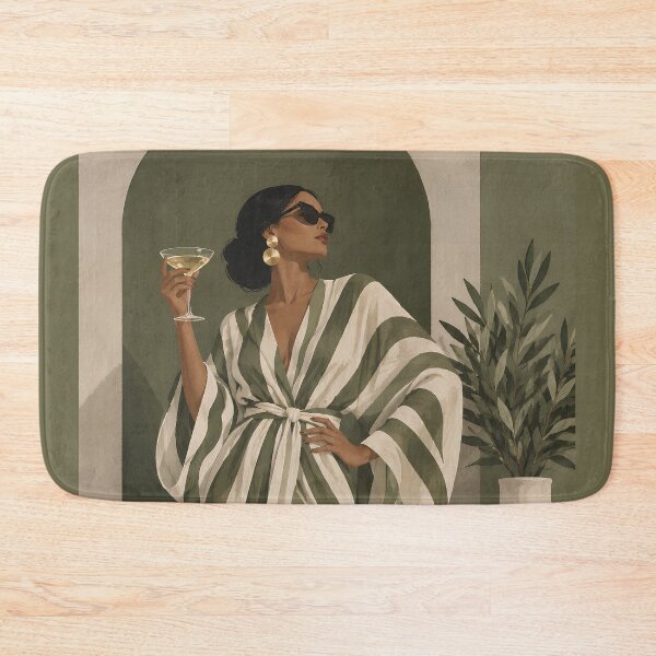 Item preview, Riviera Grandeur Chic Woman in Striped Caftan designed and sold by salt n sass designs.