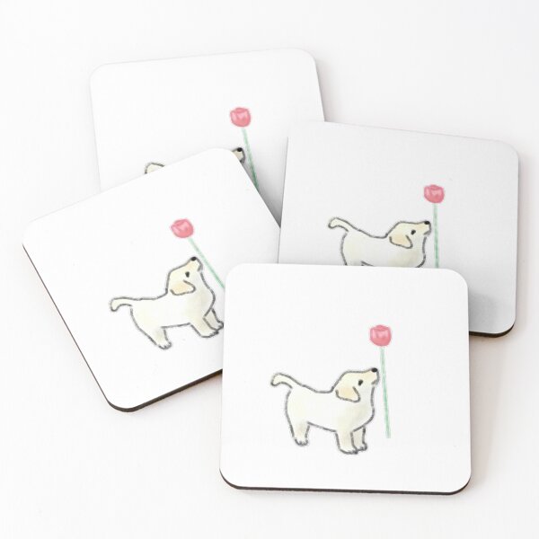 Item preview, White Puppy Smelling Pink Flower designed and sold by raun.draw.