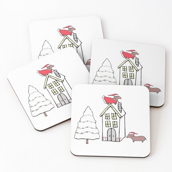 Item preview, Dachshund Santa on the roof designed and sold by Quiet Waters Design.