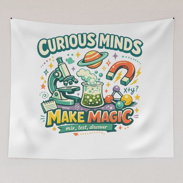 Item preview, Curious Minds Make Magic Science STEM Teacher Chemistry Classroom Design designed and sold by inkoutninja.
