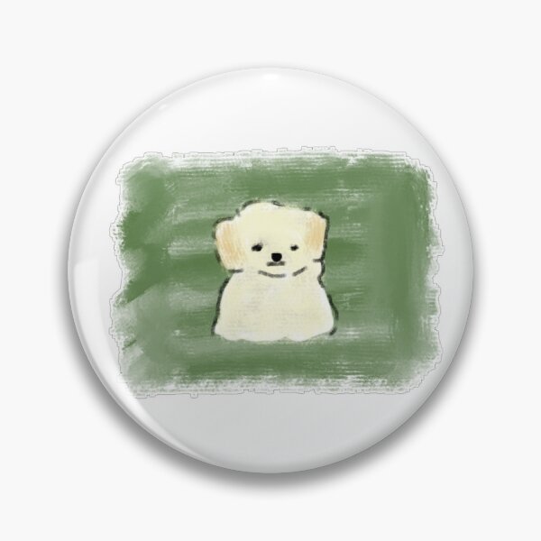 Artikelvorschau, Cream Puppy On Olive Green Brush entworfen und verkauft von raun.draw.